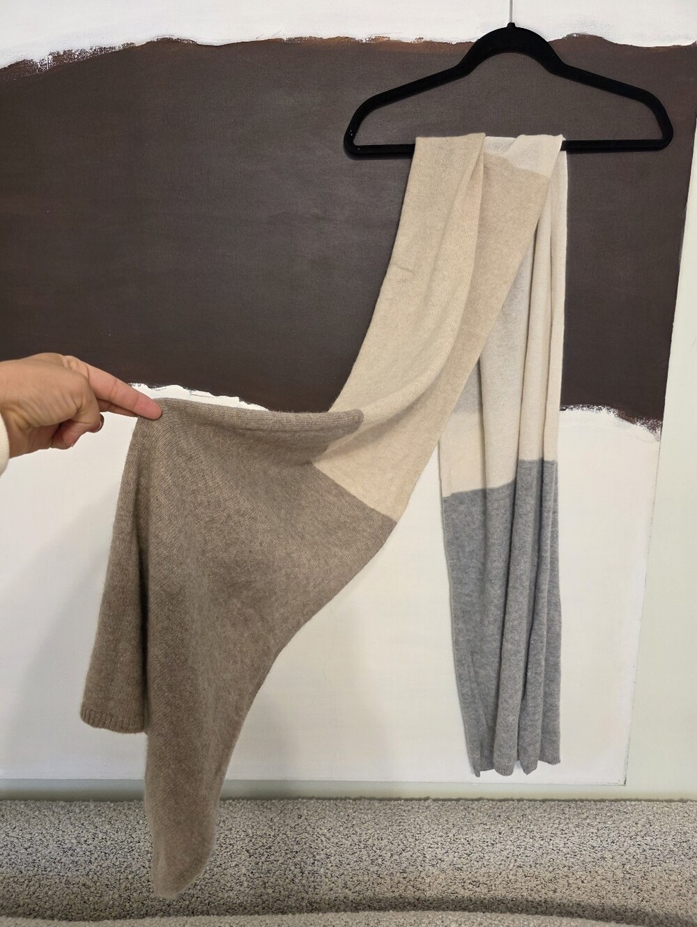 The Cashmere Project Neutral Cashmere Throw Scarf - Beige, Taupe & Gray